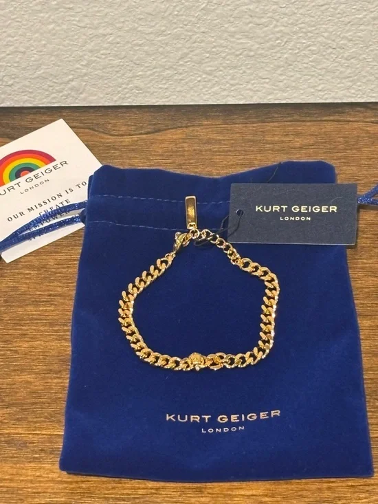 Kurt Geiger Gold Tone Chain Bracelet - Picture 2 of 6